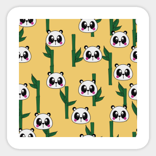 Cute Panda And Bamboo Kids Pattern Seamless Sticker